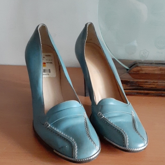 Bally Shoes - Bally Taramia BLUE Leather Heel Loafers 38